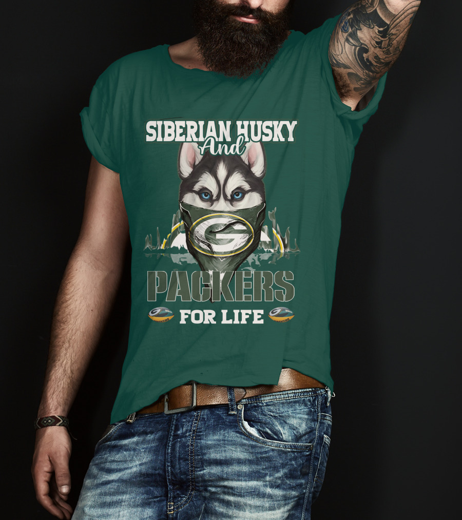 Siberian Husky And Packers For Life T-Shirt
