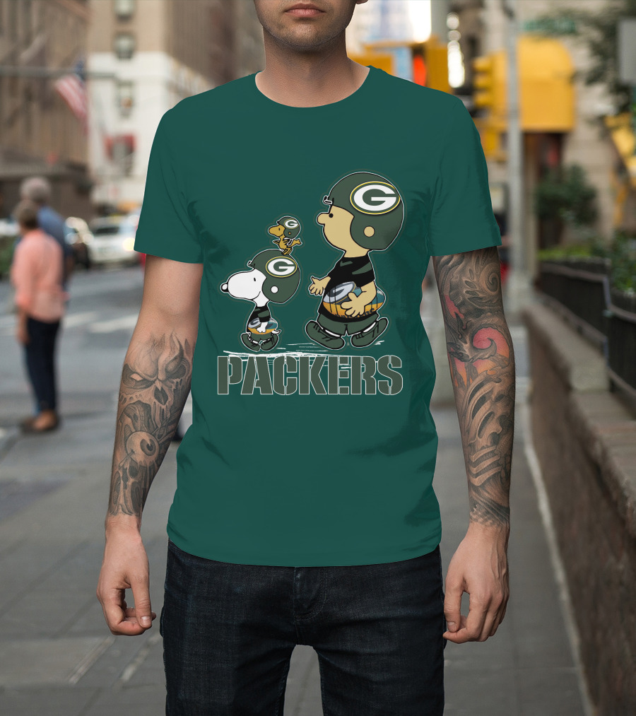 Snpfootball Green Bay Packers Peanuts Characters T-Shirt