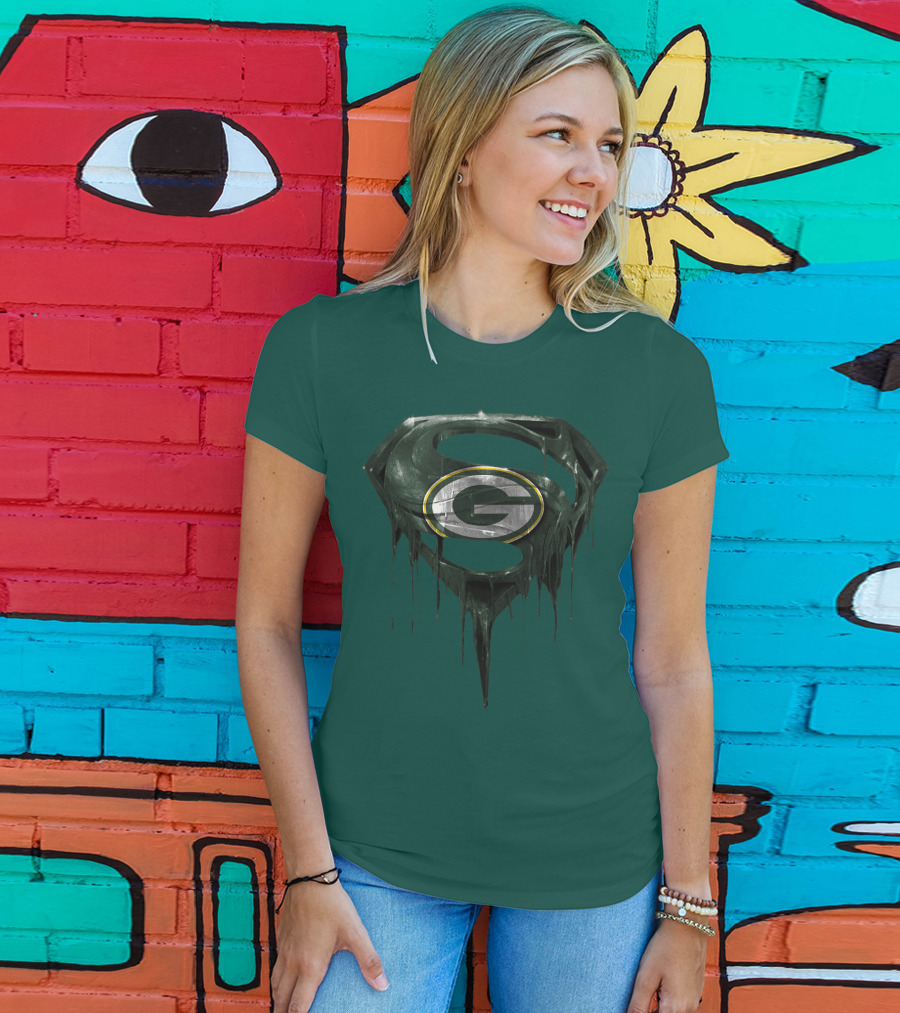 Spm Superman Green Bay Packers Logo Fusion T-Shirt