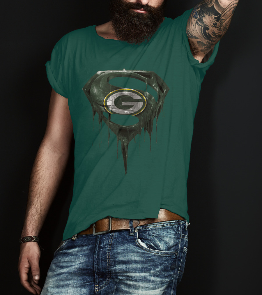 Spm Superman Green Bay Packers Logo Fusion T-Shirt