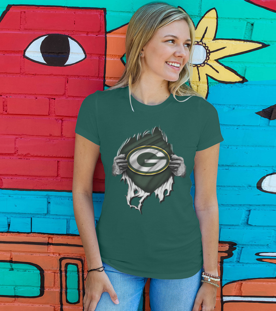 Green Bay Packers Torn Logo Superfan T-Shirt