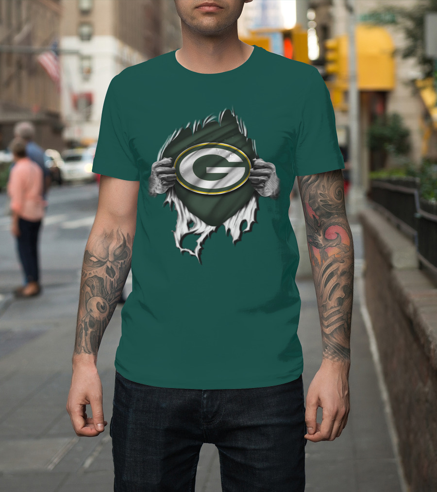 Green Bay Packers Torn Logo Superfan T-Shirt