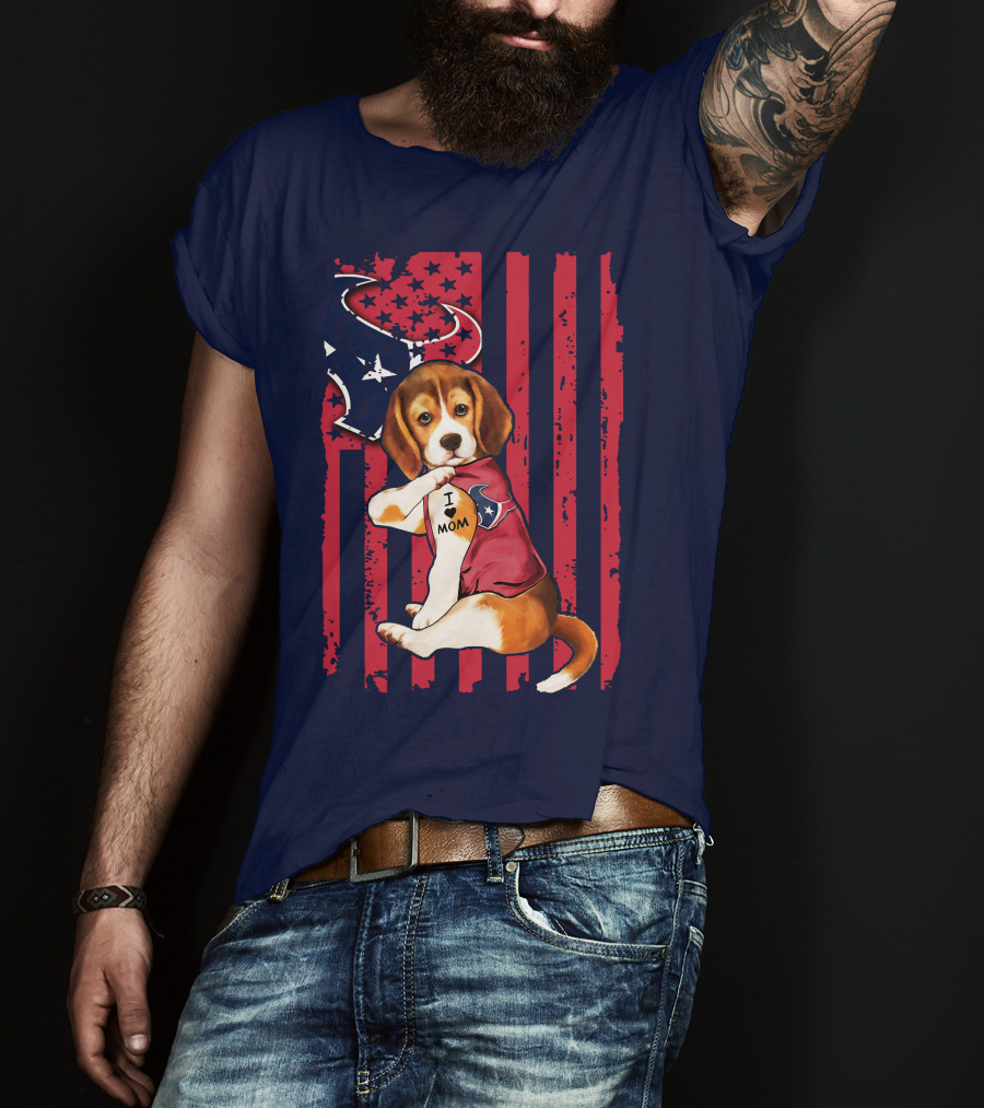 Houston Texans Beagle I Love Mom T-Shirt