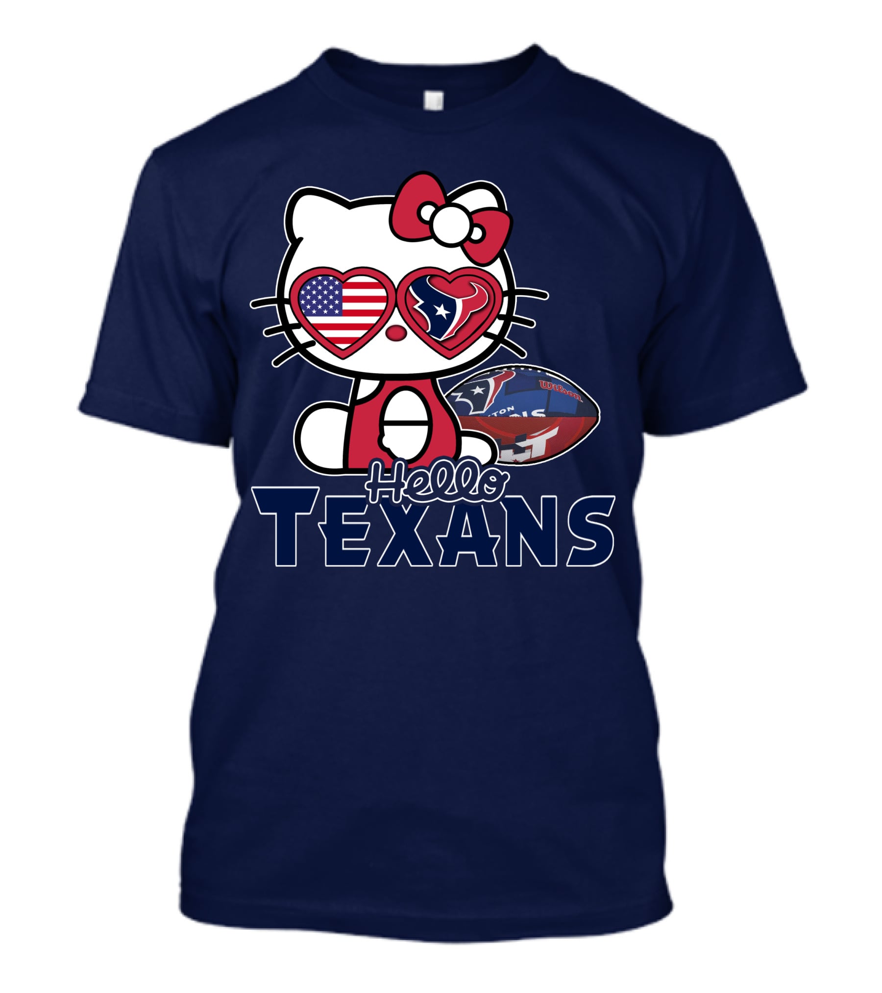 Hello Kitty Texans Football Heart USA Fan Love T-Shirt