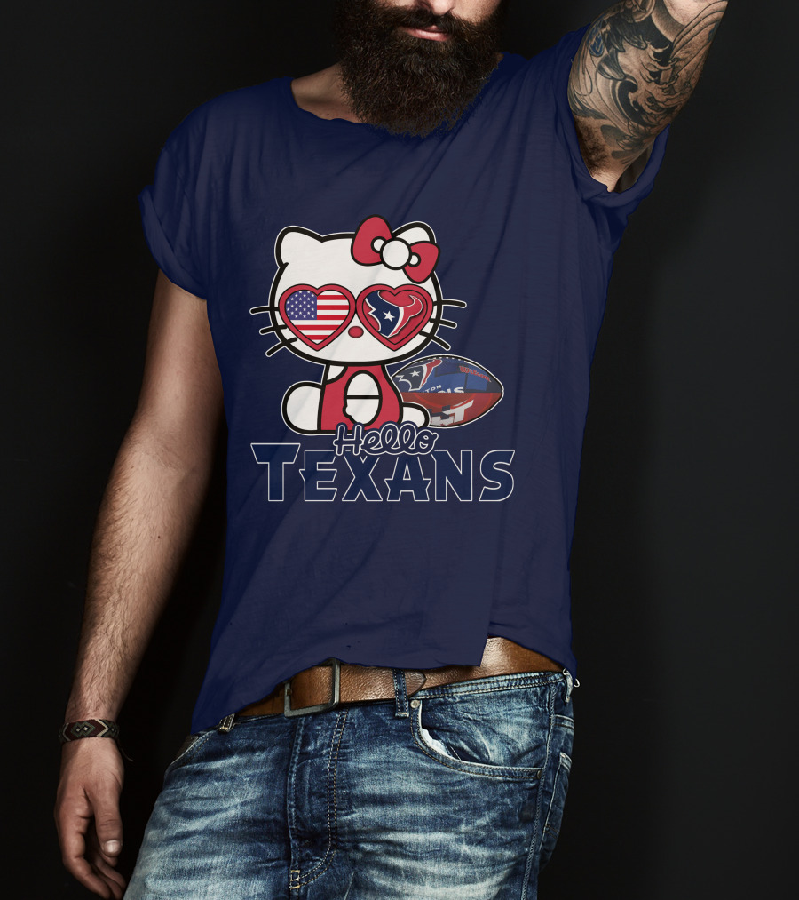 Hello Kitty Texans Football Heart USA Fan Love T-Shirt