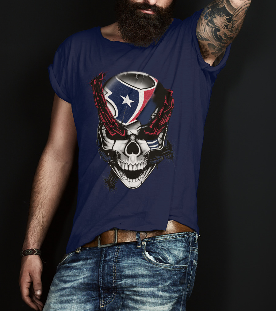 Houston Texans Skull With Chains T-Shirt
