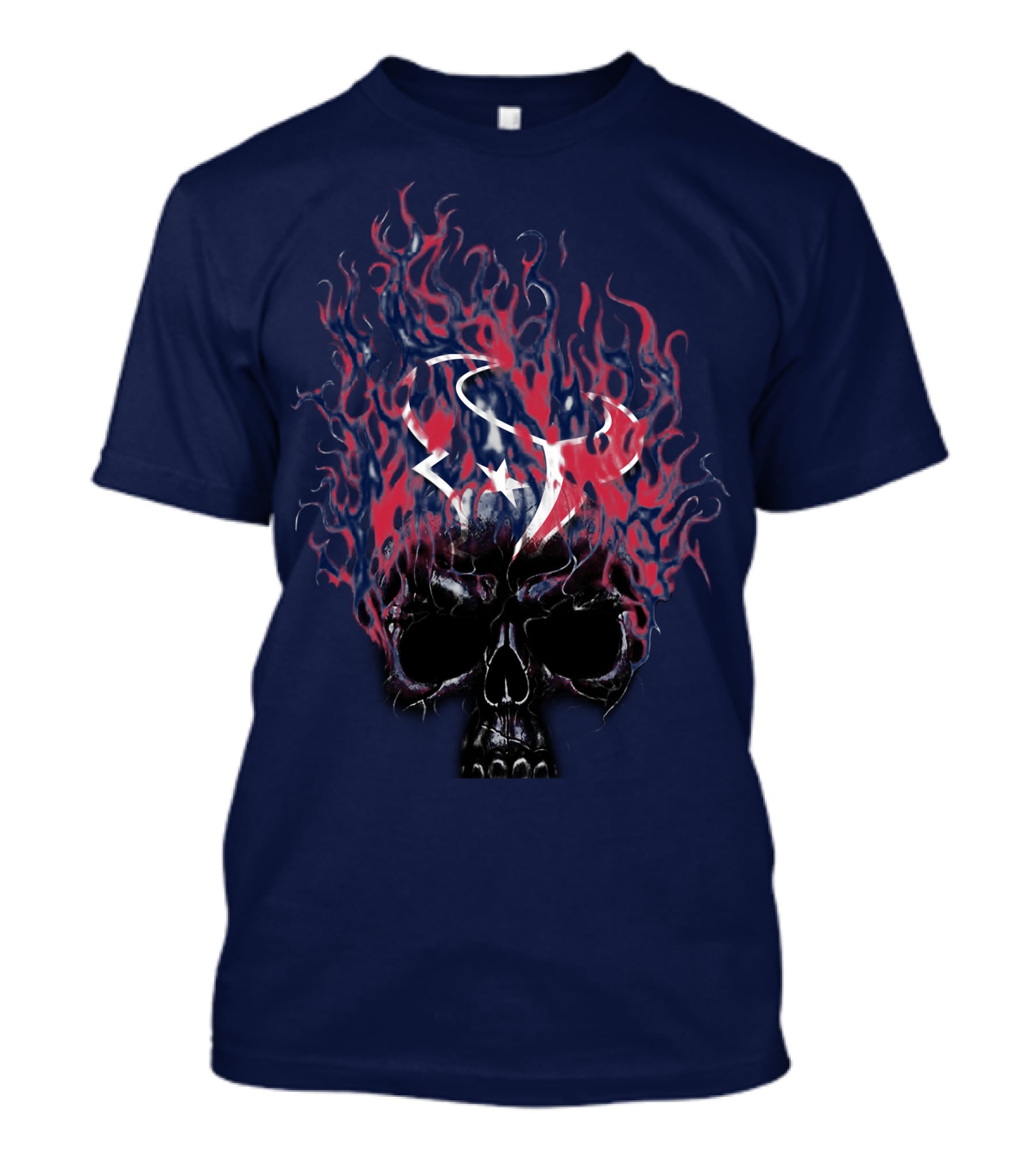 Houston Texans Skull With Fiery Logo And Flames T-Shirt