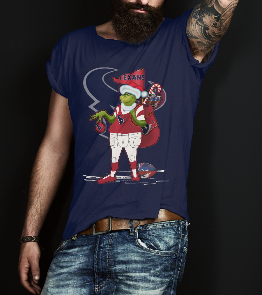 Grinchxmas Houston Texans Christmas Football Theme T-Shirt