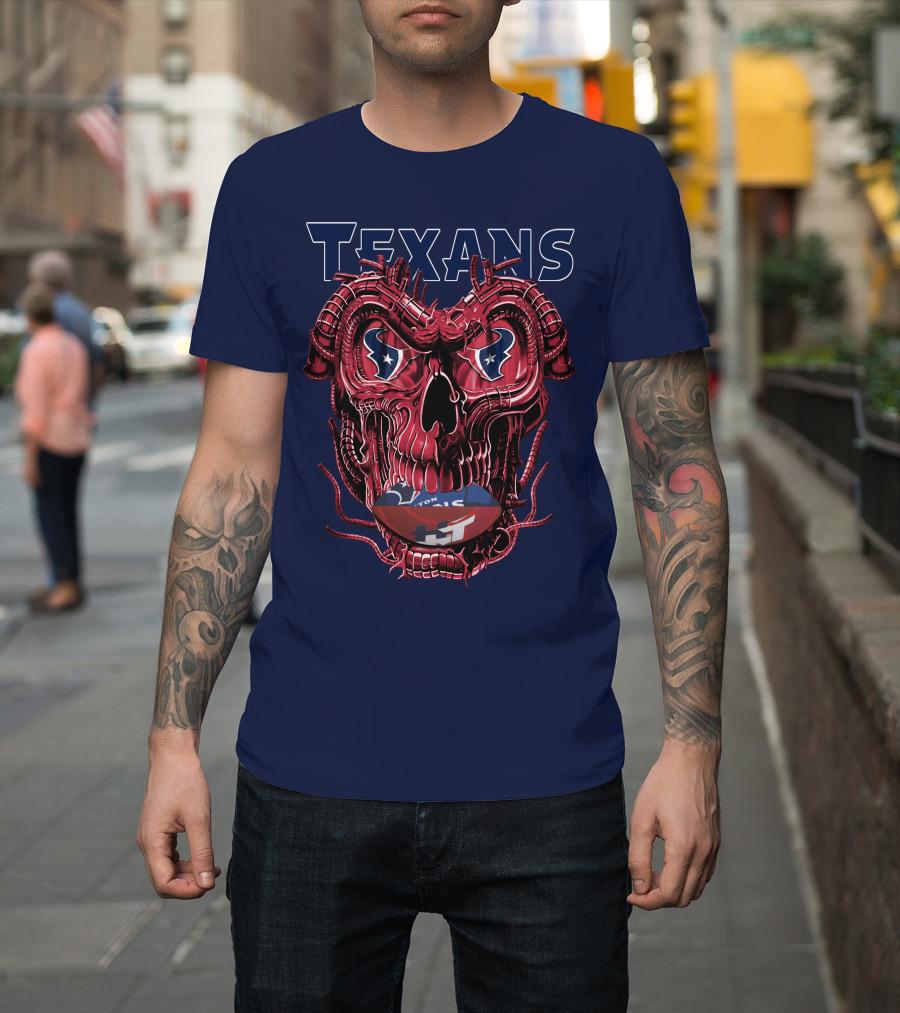 Texans Dragonskull Football Face T-Shirt