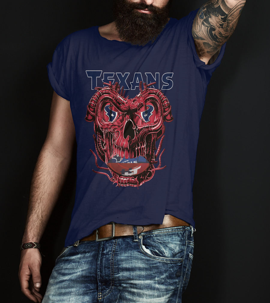 Texans Dragonskull Football Face T-Shirt