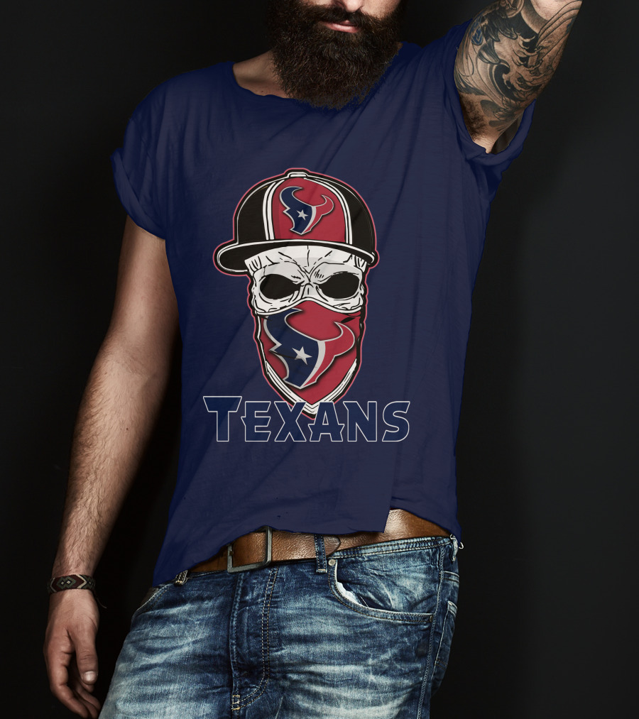 Houston Texans Skull Hat T-Shirt