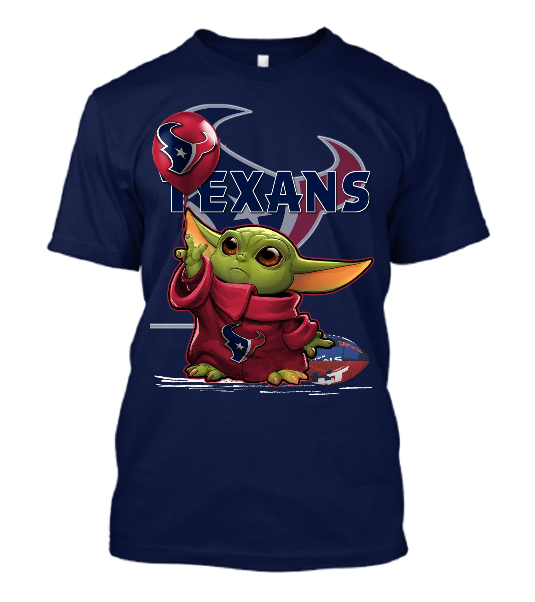 Yoda Texans Holding Balloon Football T-Shirt