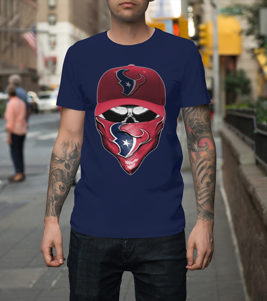 Houston Texans Skull Mask Hat T-Shirt