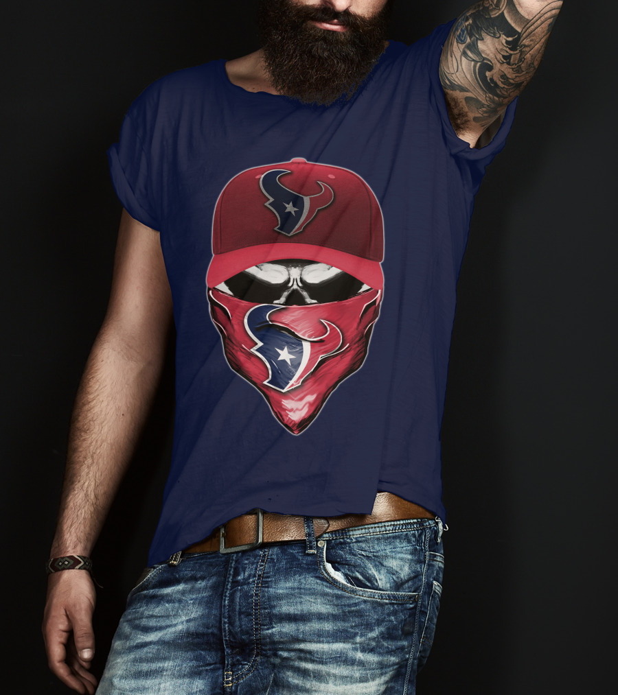 Houston Texans Skull Mask Hat T-Shirt