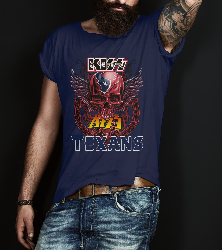 KISS Houston Texans Skull Wings T-Shirt