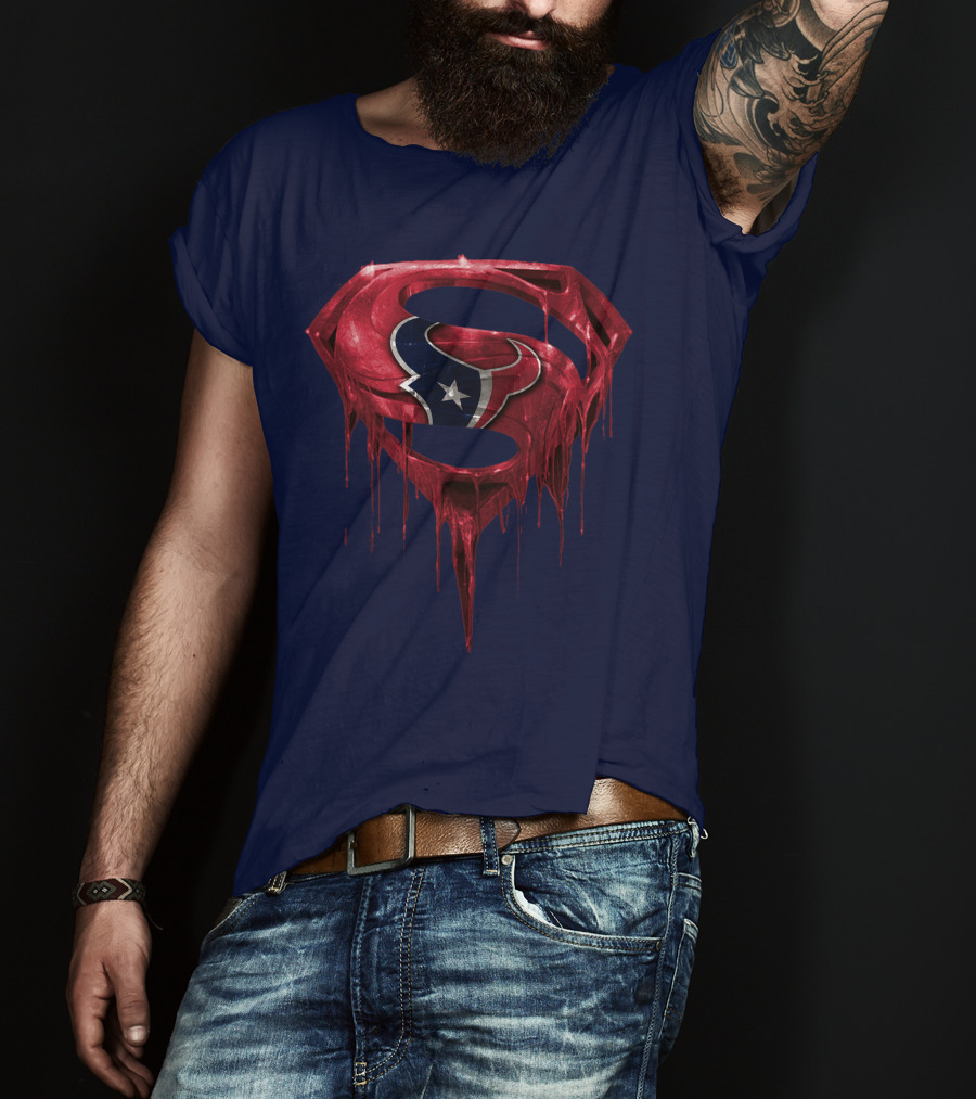 Superman Houston Texans Logo Fusion T-Shirt