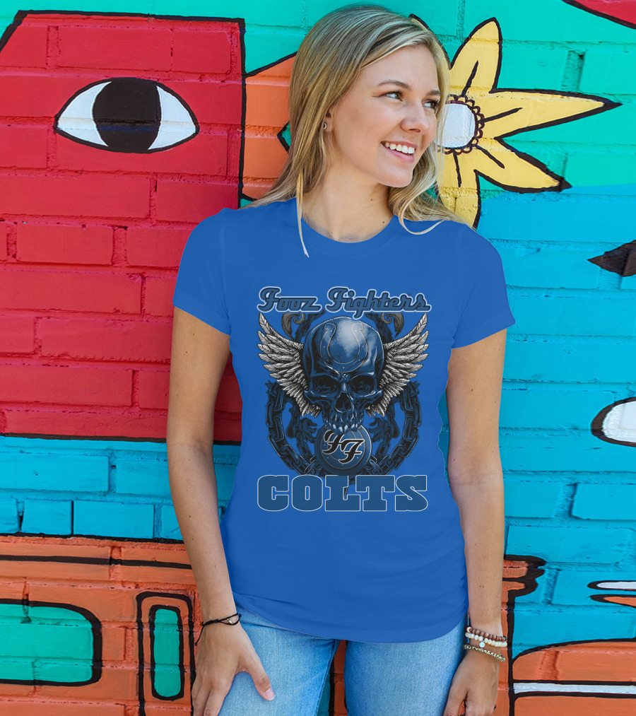 Foo Fighters Indianapolis Colts Wings Skull T-Shirt