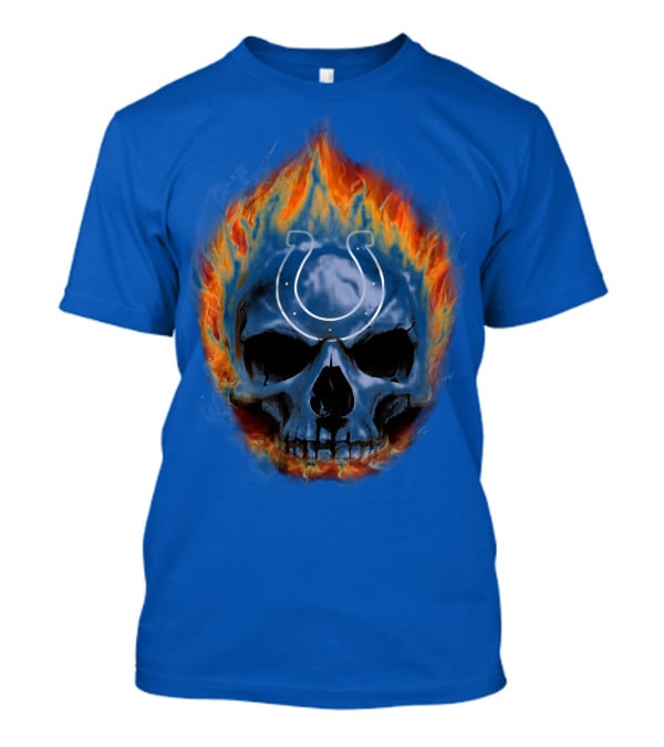 Indianapolis Colts Flaming Skull T-Shirt