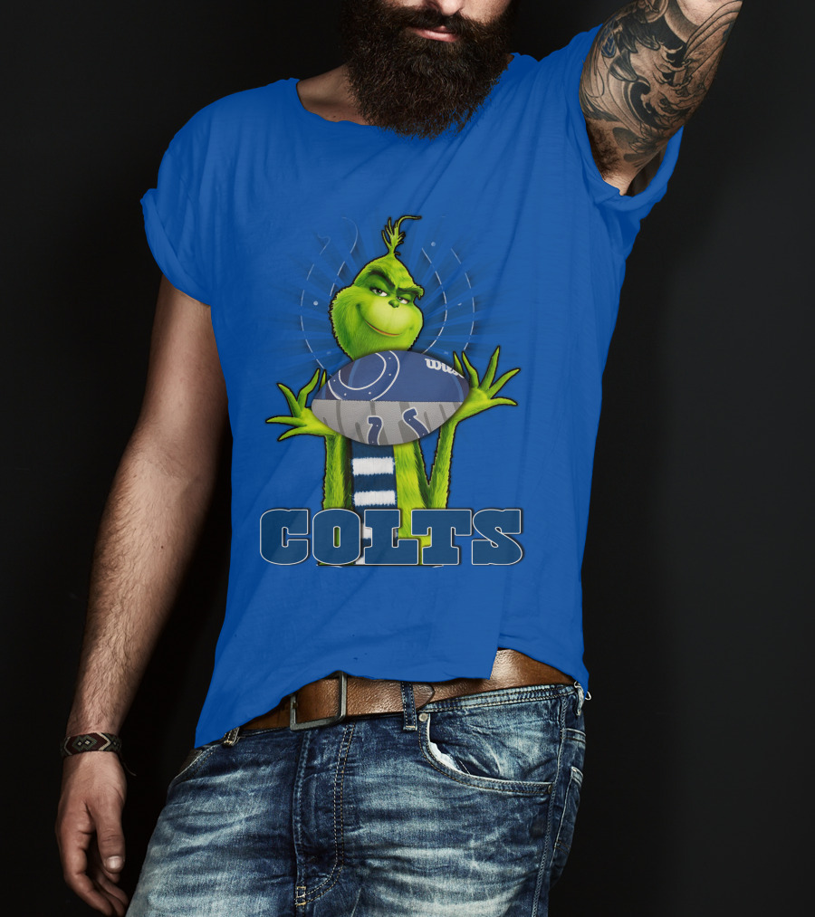 Grinch Holding Indianapolis Colts Football Stadium Background T-Shirt