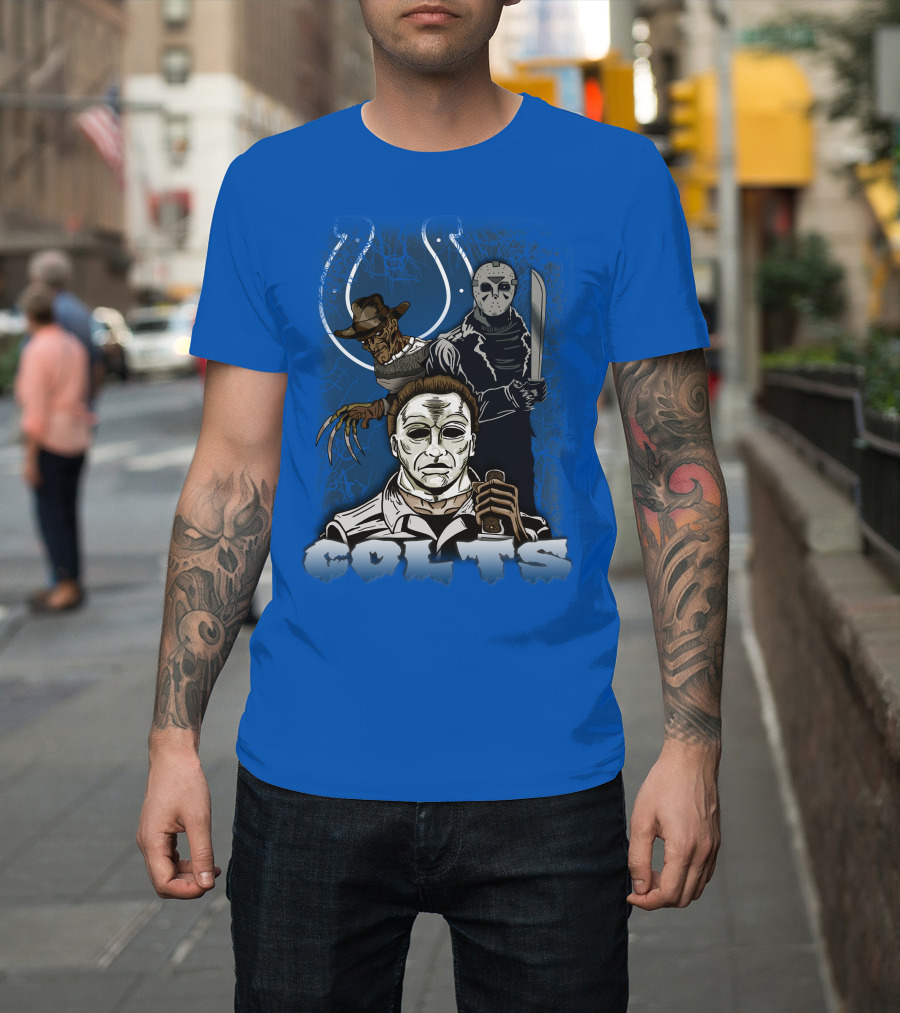 Colts Indianapolis Horror Characters Halloween Mashup T-Shirt