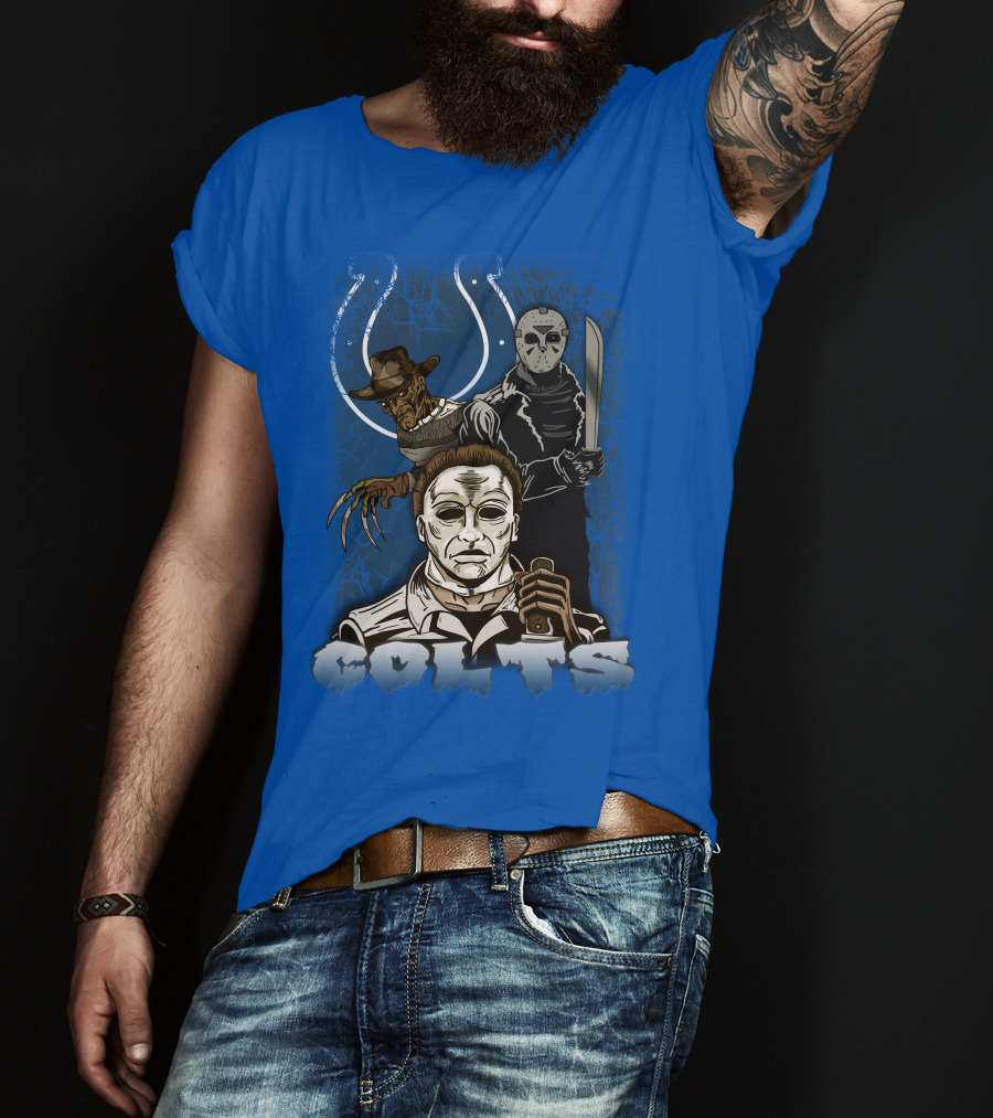 Colts Indianapolis Horror Characters Halloween Mashup T-Shirt