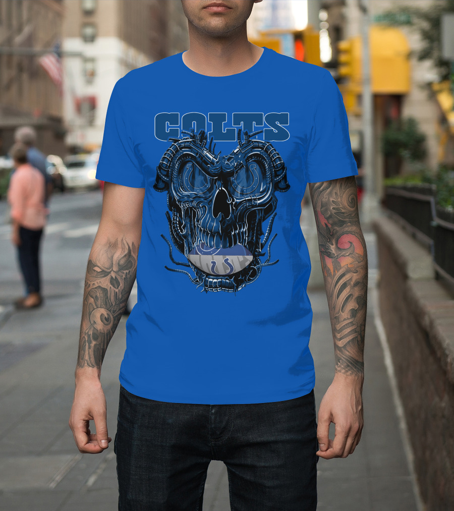 Dragonskull Colts Skull with Indianapolis Horseshoe T-Shirt