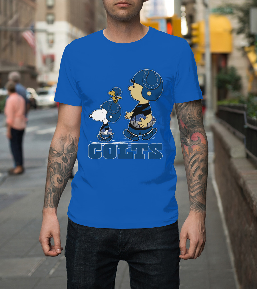 Snpfootball Indianapolis Colts Characters Blue Helmets T-Shirt
