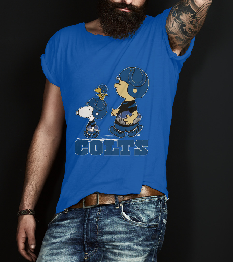 Snpfootball Indianapolis Colts Characters Blue Helmets T-Shirt