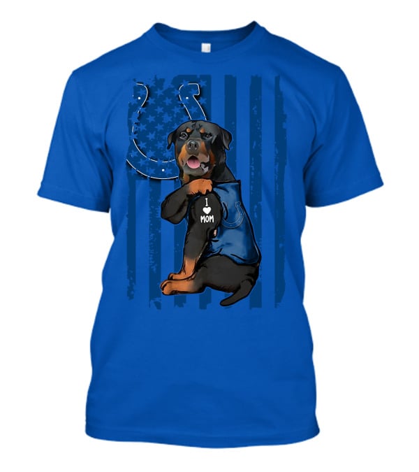 Rottweiler I Love Mom Indianapolis Colts American Flag T-Shirt