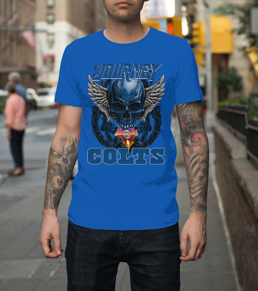 Journey Indianapolis Colts Skull Wings Chains T-Shirt