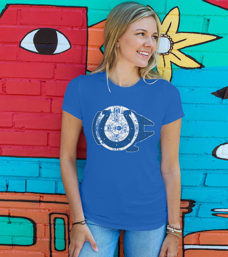 Indianapolis Colts 55 Millennium Falcon Blueprint T-Shirt