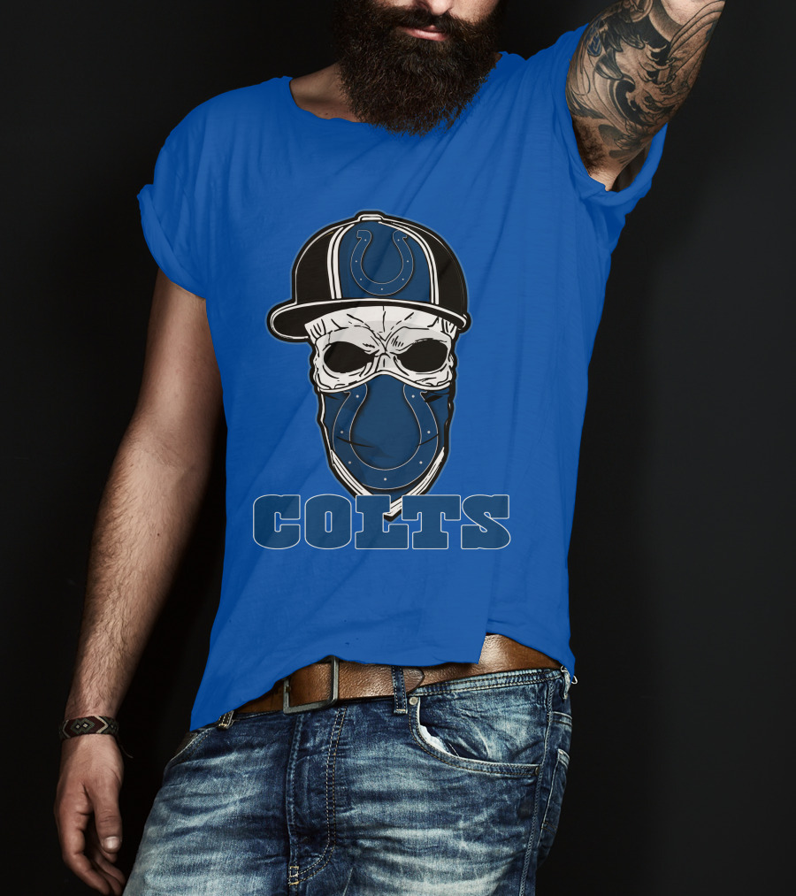 Skull Cap Colts Logo Indianapolis Colts T-Shirt