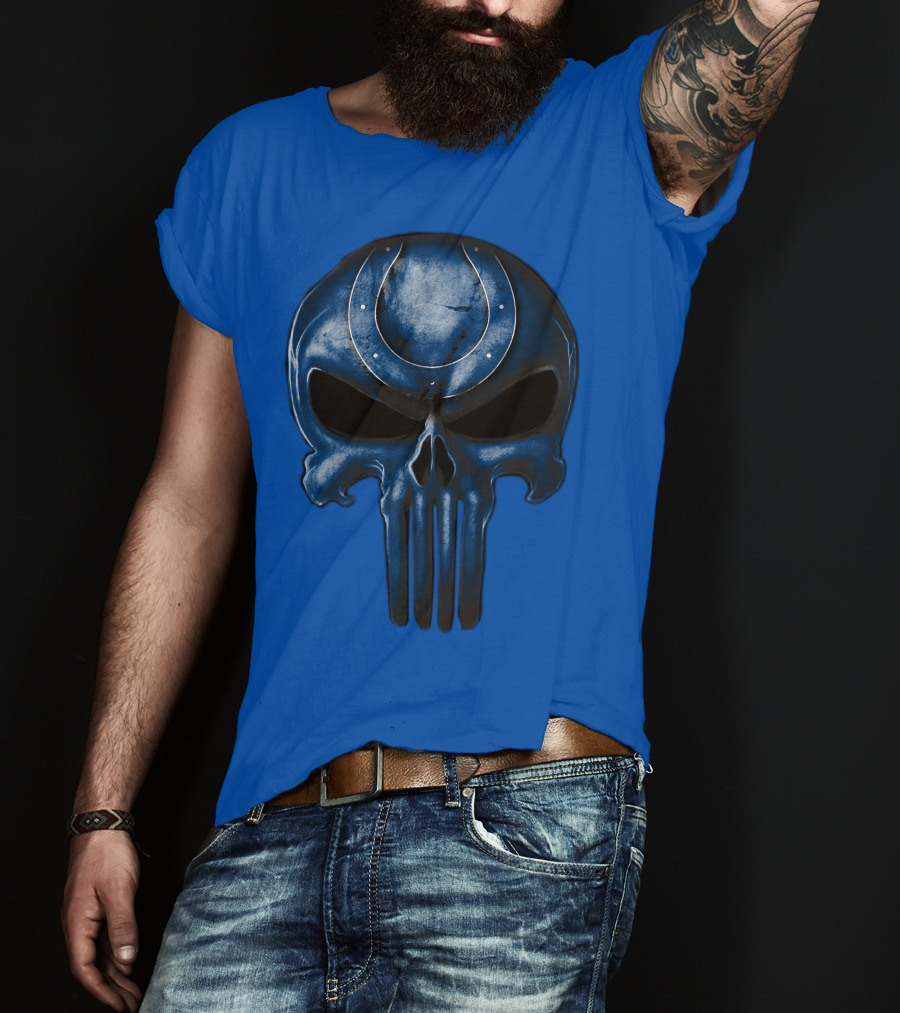 Skull Indianapolis Colts Blue Horseshoe T-Shirt