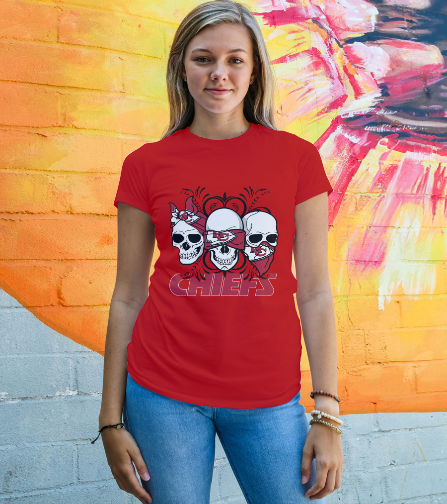Kansas City Chiefs 3 Skull Bandanas T-Shirt
