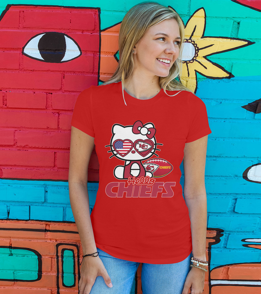 Hello Kitty Chiefs Kansas City Football USA T-Shirt