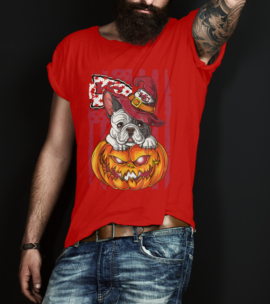 Hlw Bulldog Halloween Kansas City Chiefs Pumpkin T-Shirt