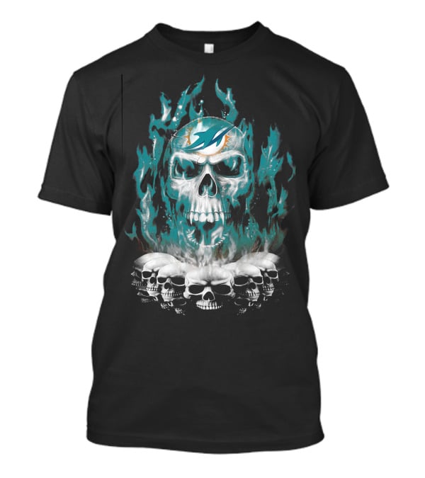 Miami Dolphins Flaming Skulls T-Shirt