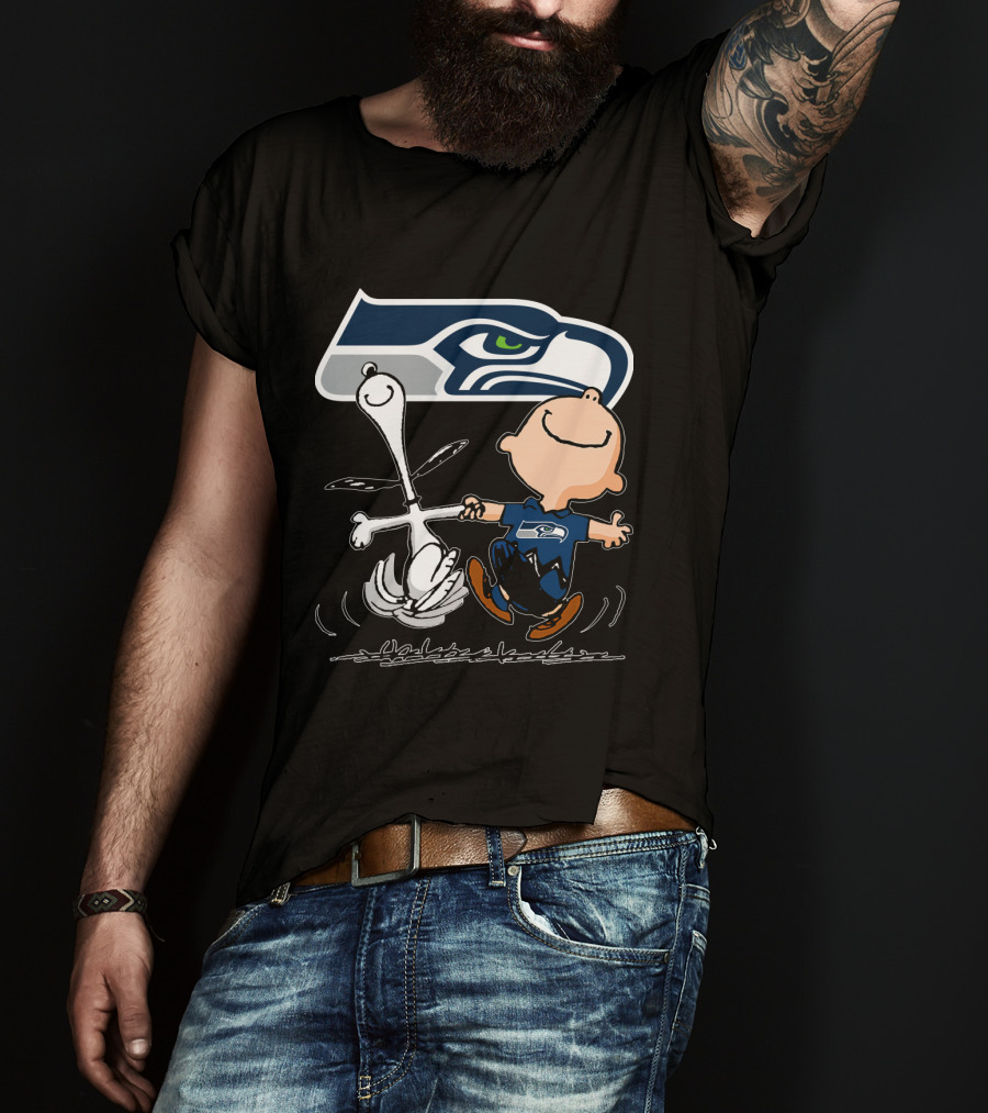 Snoopy Dance Seattle Seahawks Logo Charlie Brown T-Shirt