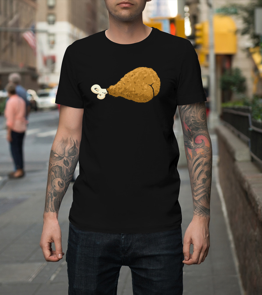 Chicken Butt Drumstick Humorous Visual Pun T-Shirt