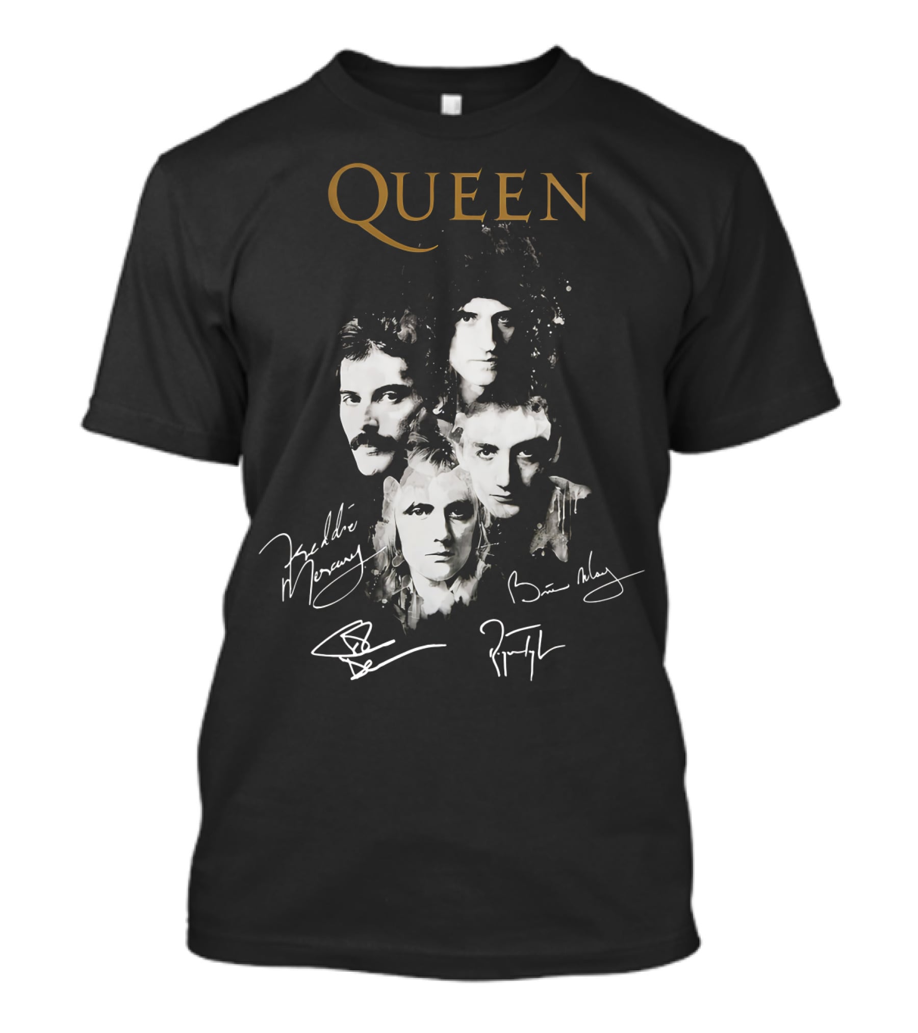 Queen Band Signatures Freddie Mercury Brian May 148 T-Shirt