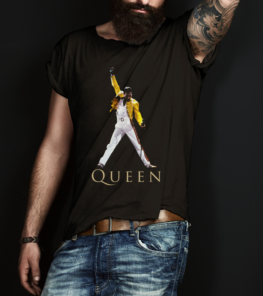 Queen Freddie Mercury Yellow Jacket Iconic Pose T-Shirt