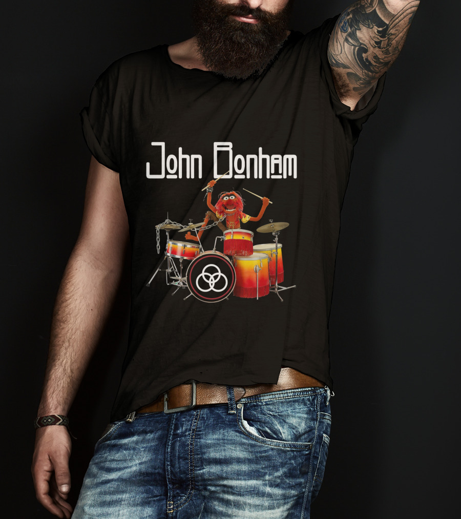 John Bonham Drums Animal Muppets Iconic Performance Image T-Shirt