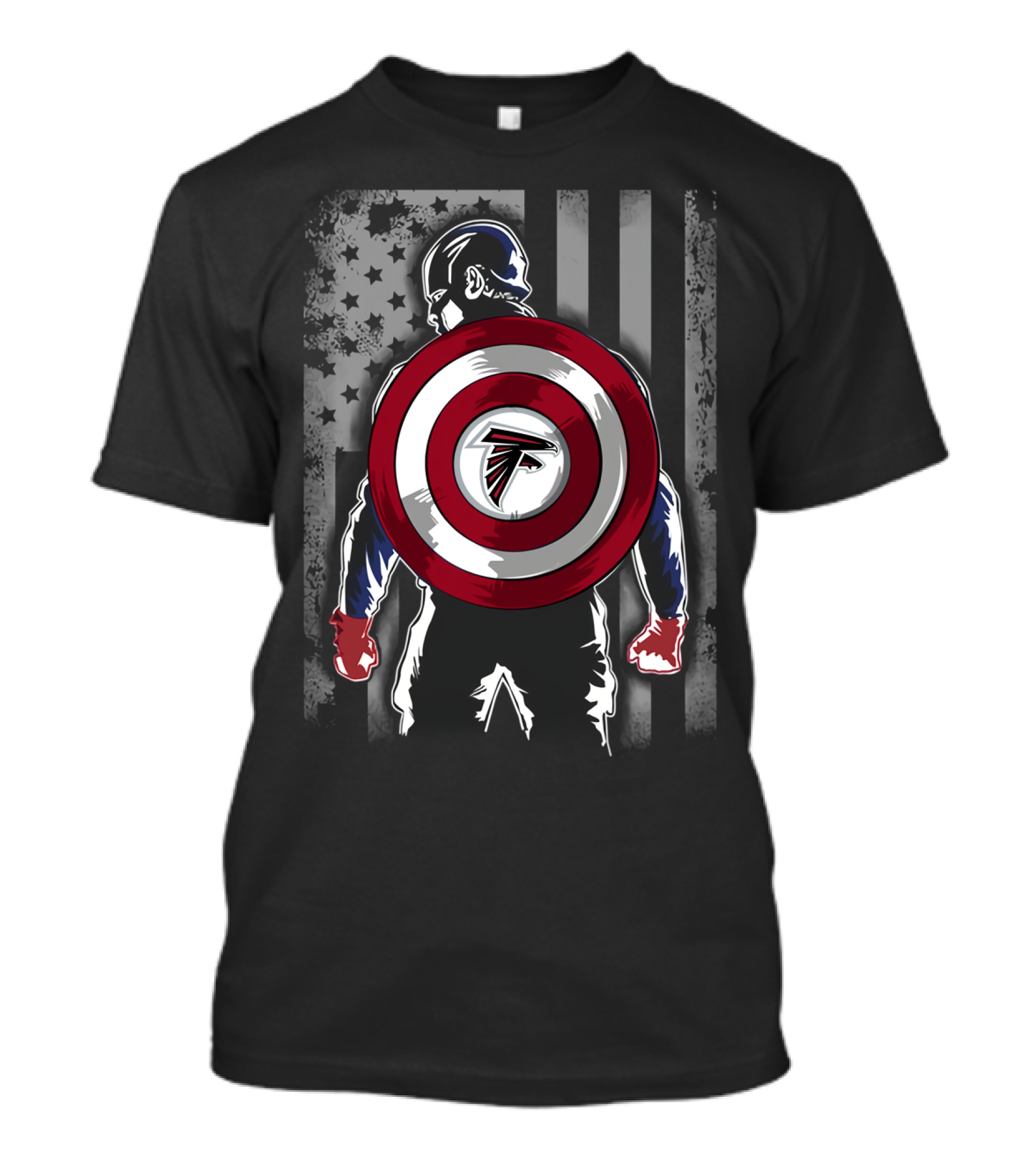 Atlanta Falcons Captain America Shield American Flag T-Shirt