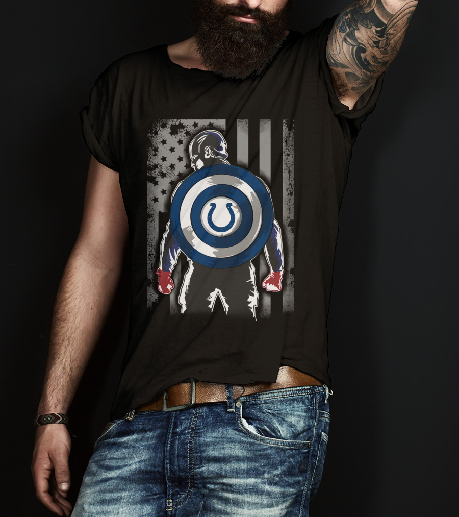 Indianapolis Colts Captain America Shield Stars And Stripes Flag T-Shirt