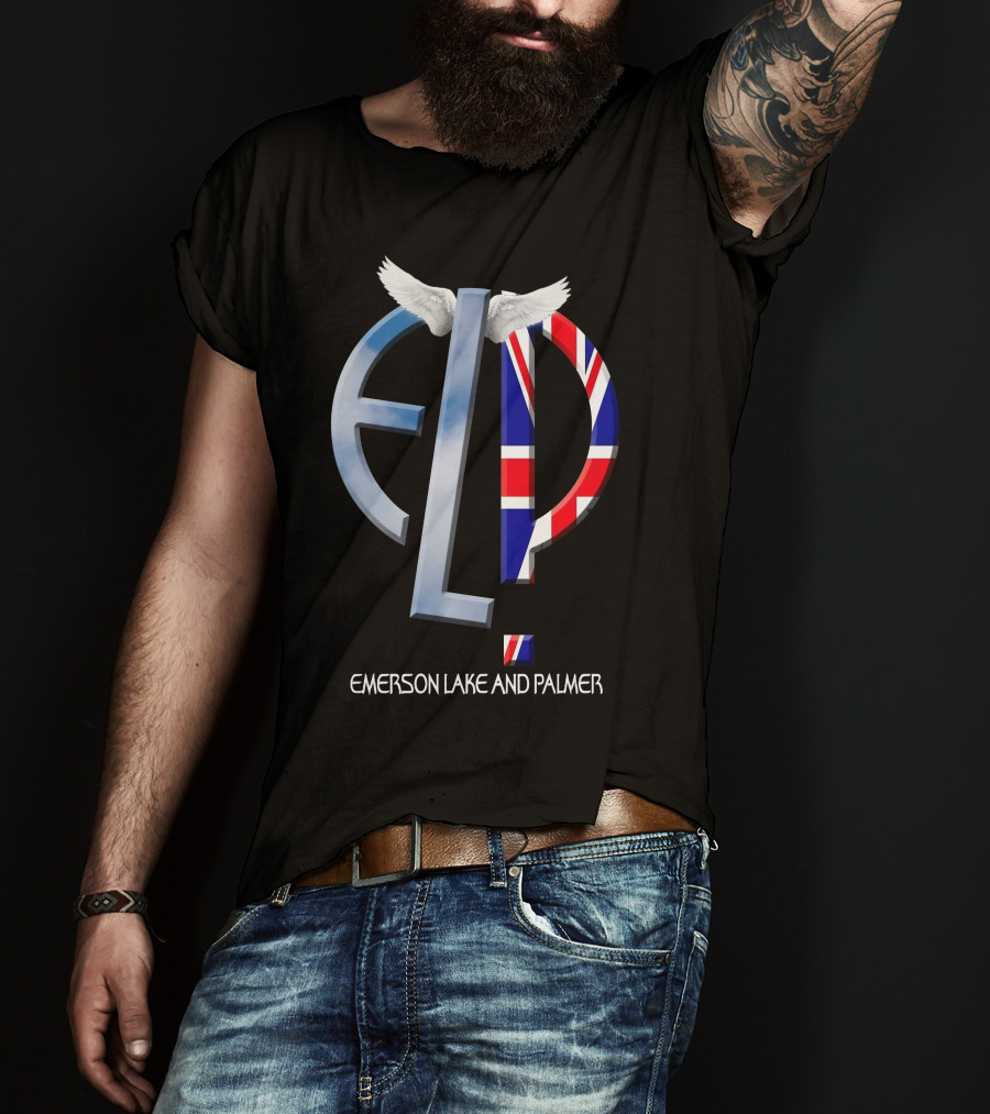 Emerson Lake And Palmer ELP Logo With Union Jack And Wings T-Shirt