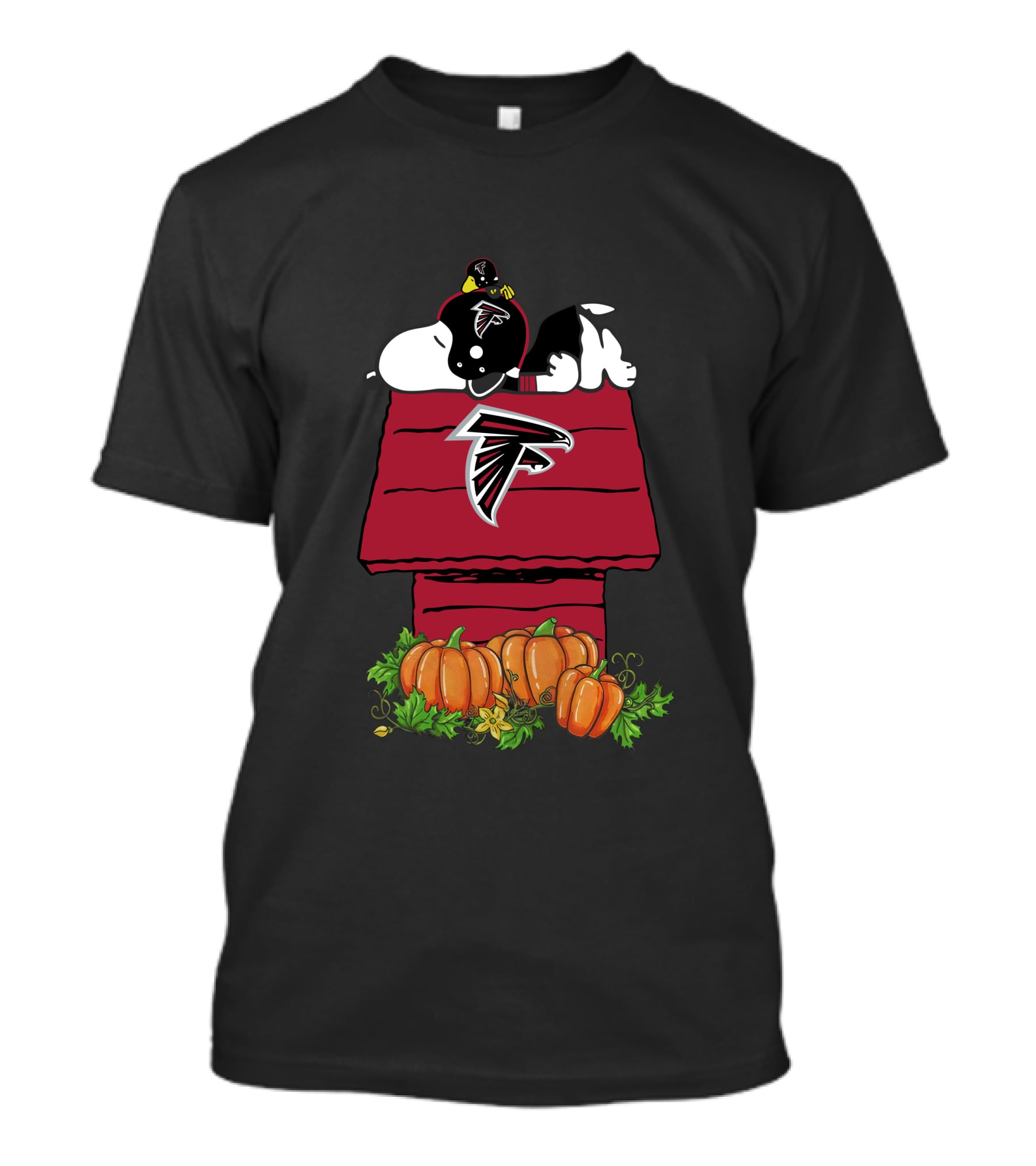 Atlanta Falcons Snoopy Doghouse With Pumpkins T-Shirt