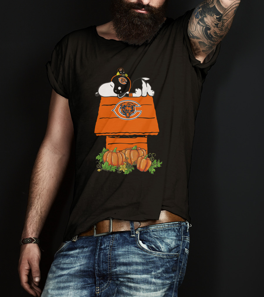 Chicago Bears Snoopy And Pumpkins House T-Shirt