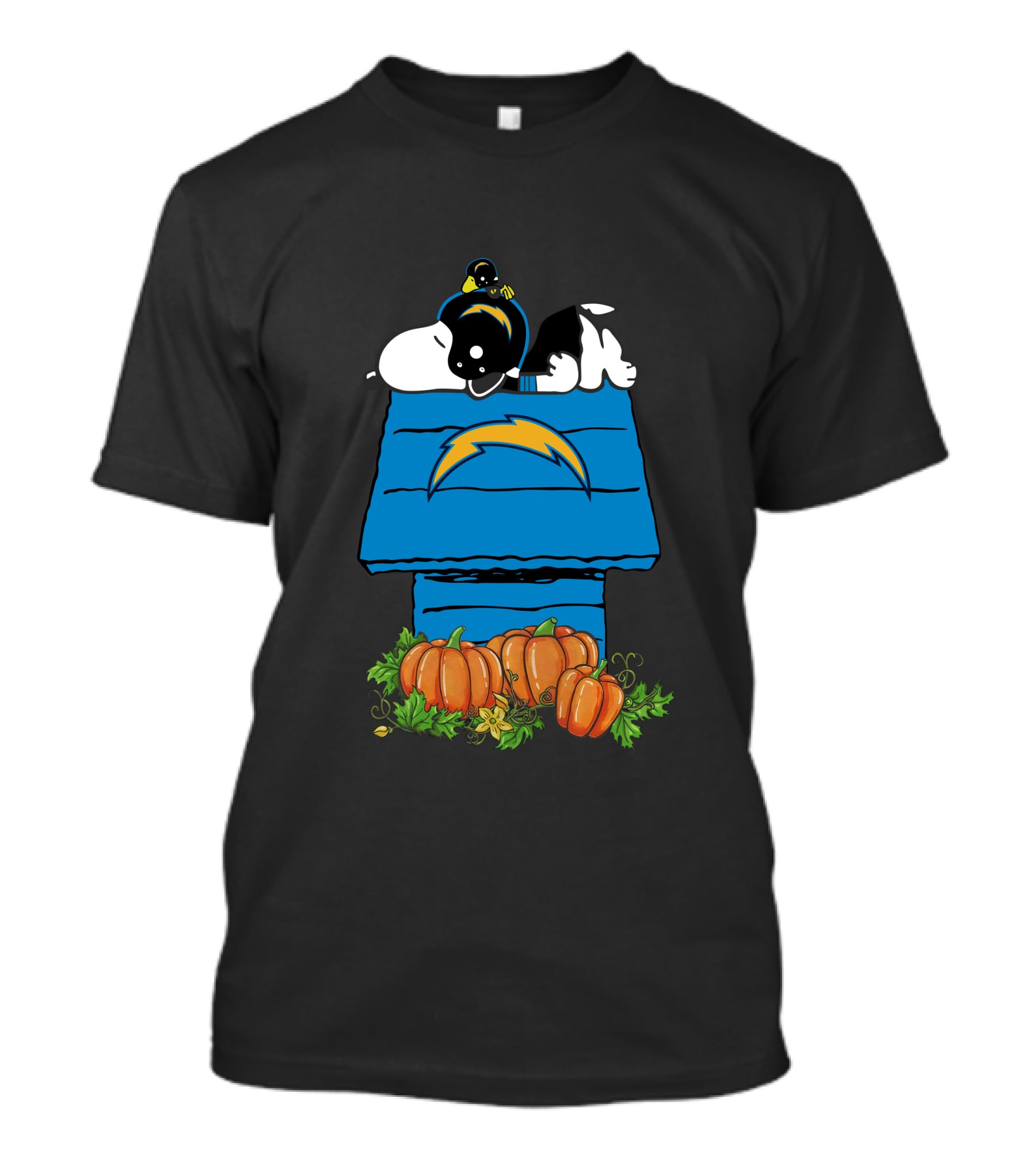 Los Angeles Chargers Snoopy Doghouse Pumpkins T-Shirt