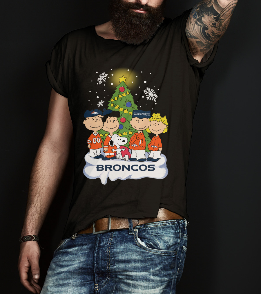 Broncos Christmas Snoopy And Peanuts Characters Holiday T-Shirt
