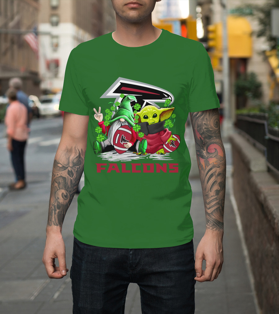 Atlanta Falcons St. Patrick's Day Football Gnome And Baby Alien T-Shirt